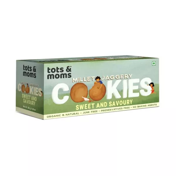 Tots and Moms Millet & Jaggery Cookies Sweet & Savory - 150 gm
