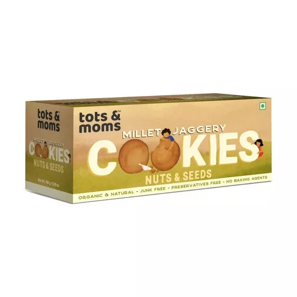 Tots and Moms Millet & Jaggery Cookies with Nuts & Seeds - 150 gm