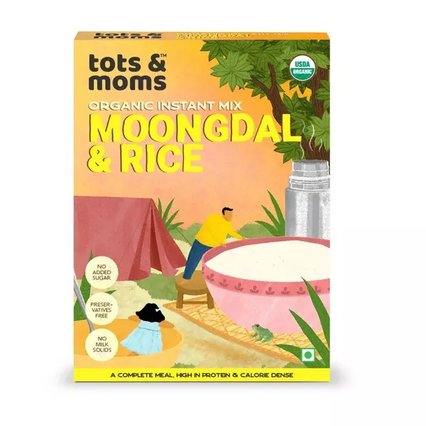 Tots and Moms Organic Moongdal & Rice Instant Mix - 200 gm