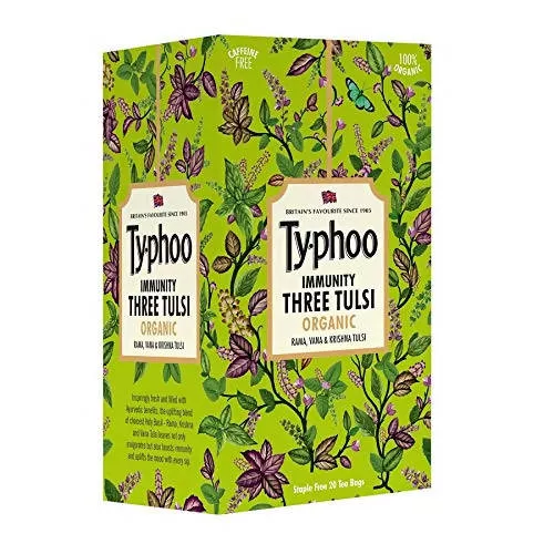 Typhoo Immunity Three Tulsi Organic Herbal Tea Bags - 20 Tea Bags