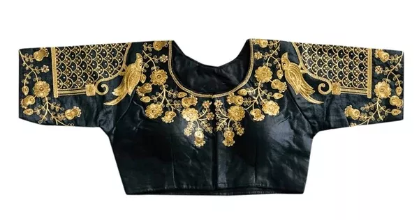 Vamika Black Banglori Silk Embroidery Blouse For Women - 38 - 42