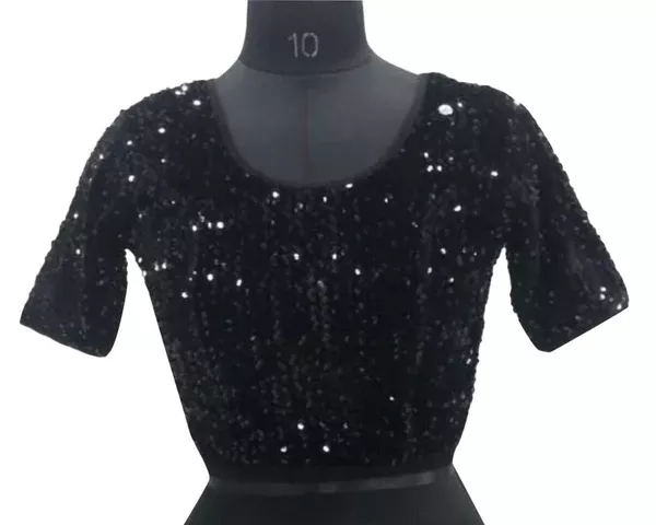 Vamika Black Velvet Sequence Blouse - 30 - 36
