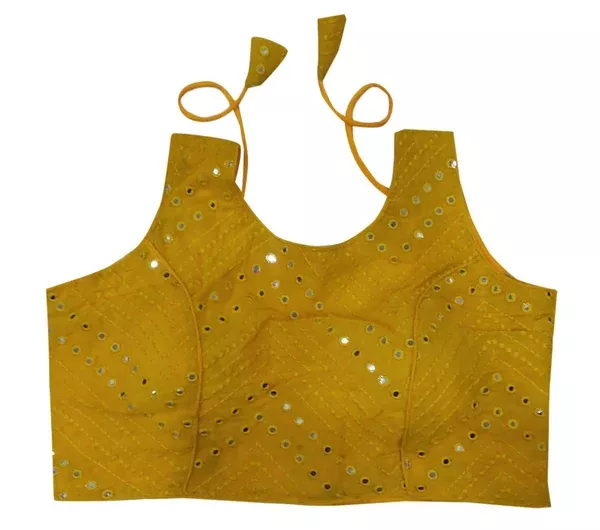 Vamika Bottle Green Georgette Mirror Work Blouse - 34 - 40