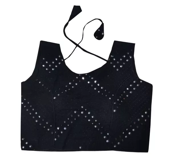 Vamika Brown Georgette Mirror Work Blouse - 34 - 40