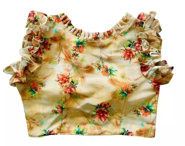 Vamika Cream Georgette Frill Blouse - 38 - 42