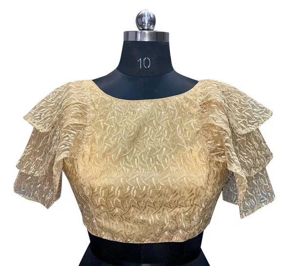 Vamika Cream Net Shifly Work Blouse - 34 - 40