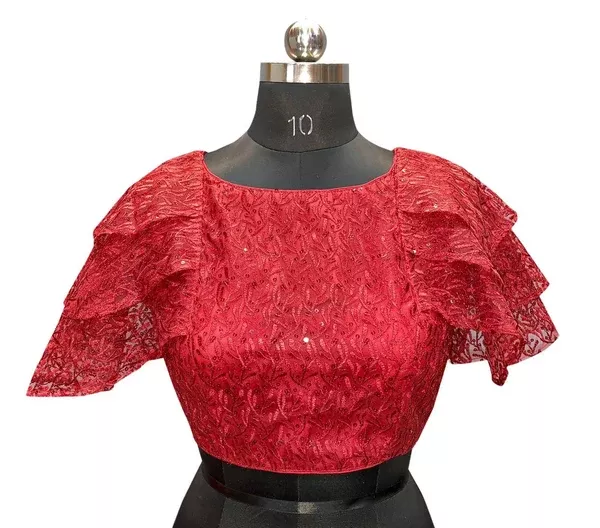 Vamika Maroon Net Shifly Work Blouse - 34 - 40
