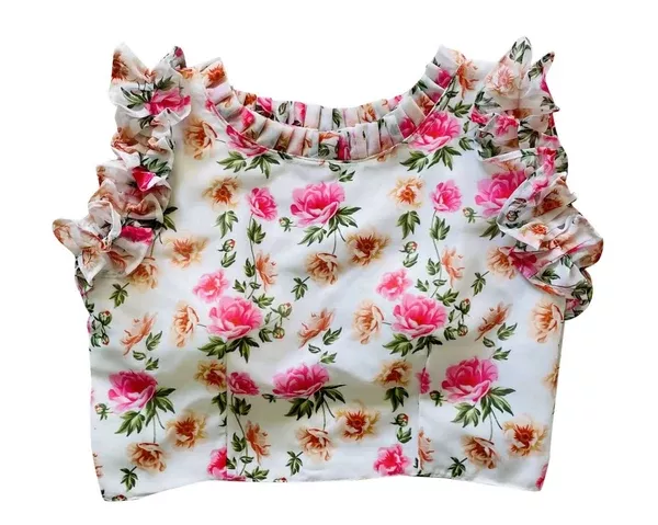 Vamika Off White Georgette Frill Blouse - 38 - 42