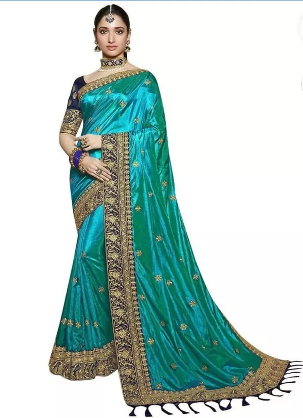 Vamika Rama Green Embroidery Sana Silk Saree
