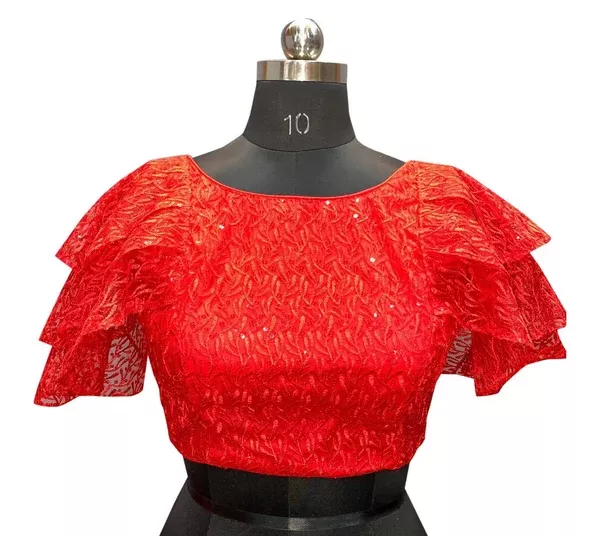 Vamika Red Net Shifly Work Blouse - 34 - 40