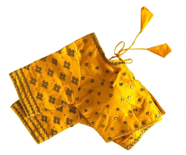 Vamika Yellow Banglori Silk Embroidery Blouse - 38 - 40