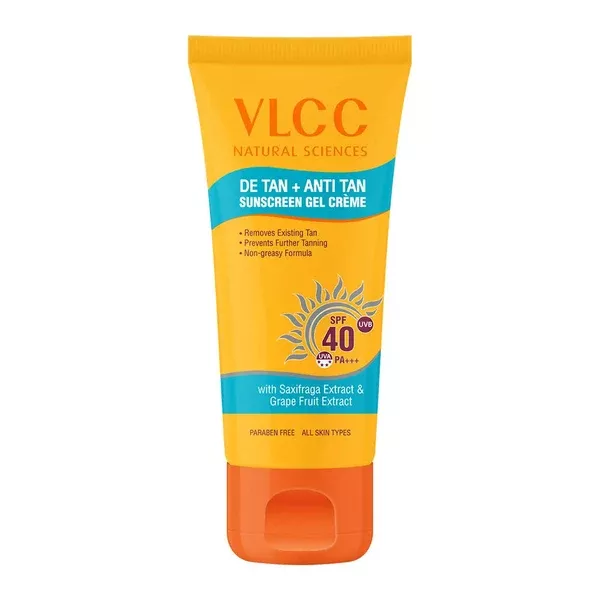VLCC De Tan Anti Tan Sunscreen Gel Creme SPF 40 PA+++ - 100 gm
