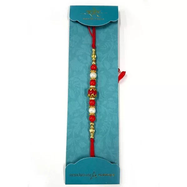 White & Red Stones Rakhi