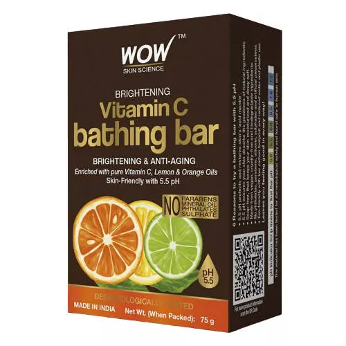 Wow Skin Science Brightening Vitamin C Bathing Bar - 75 gm - Pack of 1