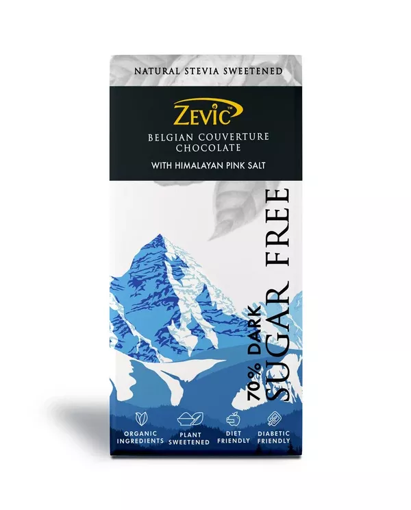 Zevic 70% Dark Belgian Couverture Chocolate with Himalayan Pink Salt - 90 gm