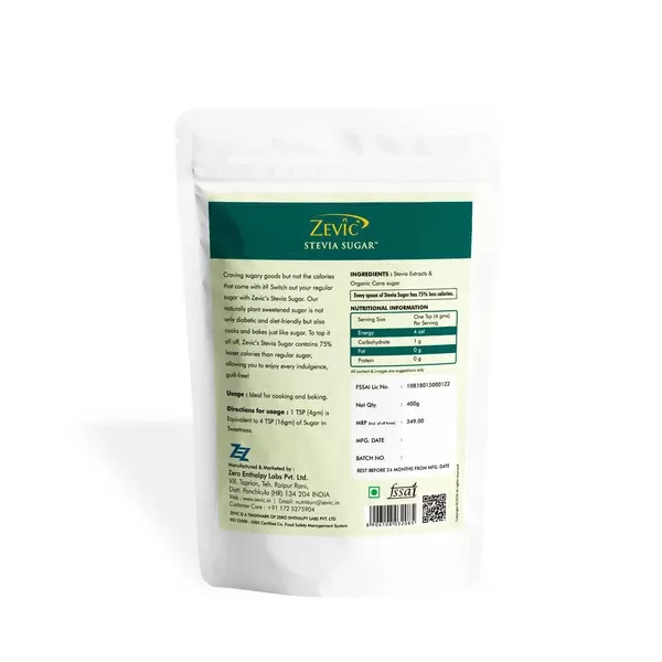 Zevic Stevia Sugar - 400 gm