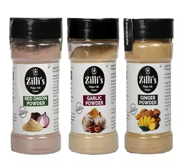 Zilli's Kitchen Combo-Onion Powder, Ginger Powder & Garlic Powder - Combo