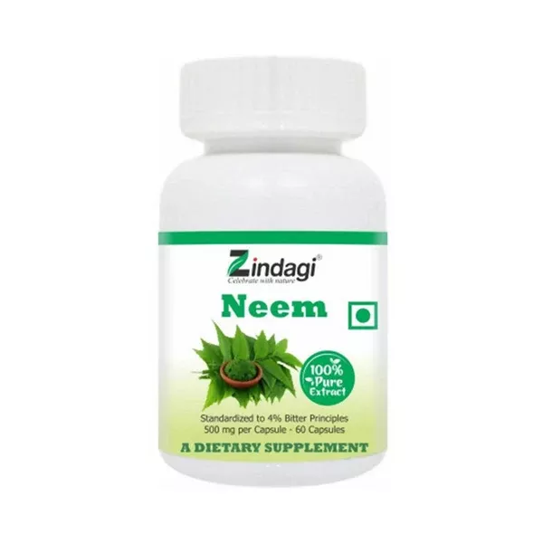 Zindagi 100% Neem Extract Capsules - 60 caps