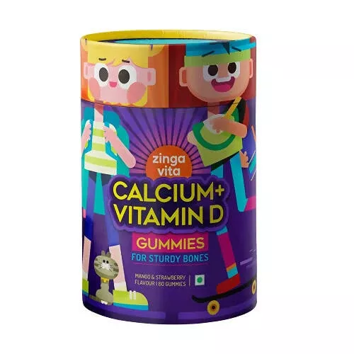 Zingavita Calcium+ Vitamin D Gummies for Kids - 60 gummies